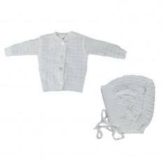 Set 2 piese bluza si caciula pentru fete Mini Junior KN3-56, Alb foto