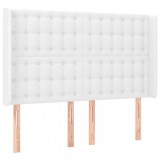 Cumpara ieftin Tablie de pat cu aripioare, alb, 147x16x118/128 cm, piele eco