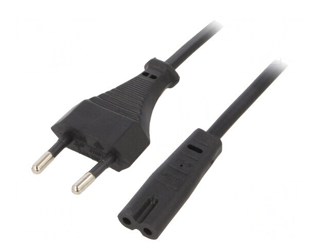 Cablu Alimentare 1.8m Negru 2x0.5mm2 CEE 7/16 la IEC C7