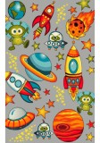 Cumpara ieftin Covor Camera Copii Model Cosmos 11200-190, Marime 80 x 150 cm, Gri, Inaltime Fir 9 mm, Antialergic, Polipropilena, Gradinita, Cresa, Loc de Joaca