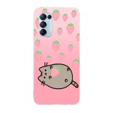 Husa compatibila cu Oppo A55, Viceversa, model Strawberry Pusheen, Silicon, TPU, Transparent, Carcasa