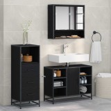 Cumpara ieftin Set de mobilier pentru baie 3 buc. Stejar Negru Lemn prelucrat