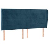 Cumpara ieftin Tablie pat cu urechi albastru inchis 203x23x118/128 cm catifea