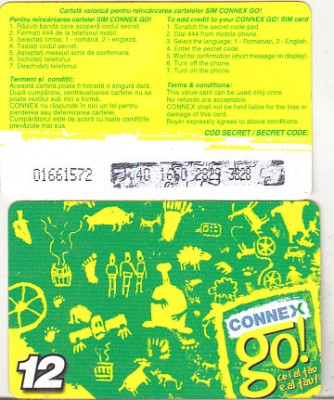 bnk card Romania - Connex - reincarcare Go! 12 - RO-CON-REF-0018B foto