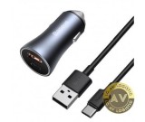 Incarcator Auto Cu Cablu USB-C Baseus Golden Contactor 40W 5A 1 x USB-A - 1 x USB-C Gri TZCCJD-0G