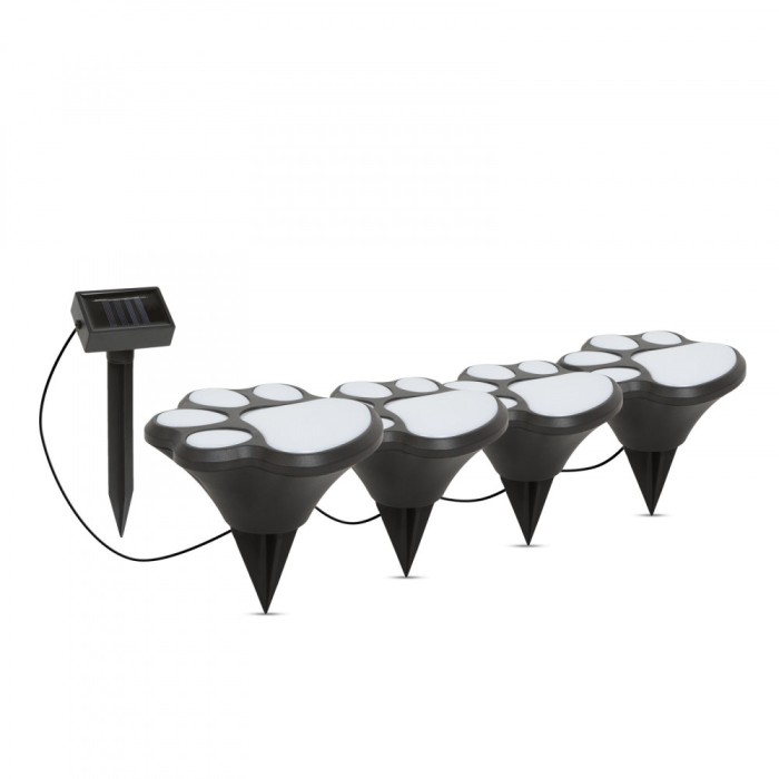Lampa solara LED cu plexiglas - Model amprenta de labuta de caine, mat. plastic - negru - 360 cm