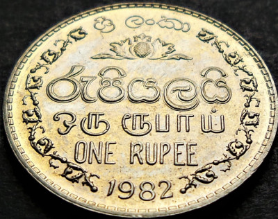 Moneda 1 RUPIE / Rupee - SRI LANKA (fosta Ceylon), anul 1982 * cod 81 = A.UNC foto