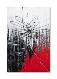 Cumpara ieftin Tablou abstract pictat manual, Improvizatie in abstract, 90x60cm ulei pe panza in cutit efect 3D, gata de agatat pe perete