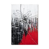 Tablou abstract pictat manual, Improvizatie in abstract, 90x60cm ulei pe panza in cutit efect 3D, gata de agatat pe perete