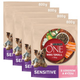 PURINA ONE MINI/SMALL Sensitive somon și orez 4 x 800 g