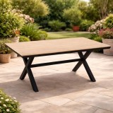 Masa pentru gradina, cadru aluminiu, blat polywood cu aspect de lemn, 180x100x75 cm, maro Household NewTrend