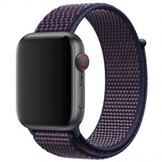 Curea iUni compatibila cu Apple Watch 1/2/3/4/5/6/7, 38mm, Nylon Sport, Woven Strap, Midnight Purple