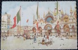 Carte Postala, Venezia, Chesa di S. Marco, Torre dell Orologio, 1927