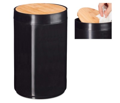 Cos de gunoi de baie Relaxdays, 5 L, Negru - RESIGILAT foto