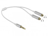 Splitter stereo jack 3.5mm la 2 x jack 3.5mm 4 pini 25cm, Delock 65576