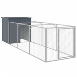 Cusca caine cu tarc antracit 110x405x110 cm otel galvanizat GartenMobel Dekor, vidaXL