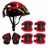 Cumpara ieftin Set Protectie pentru Copii FIXATO, Casca 7 in 1 pentru 3-14 ani, Genunchiere, Cotiere, Aparatori Incheieturi, pentru Bicicleta, Role, Negru cu Rosu
