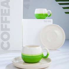 Set cesti de cafea, Doreline, 612DRL1117, Ceramica, Verde