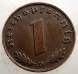 2.501 GERMANIA WWII 1 REICHSPFENNIG 1939 D, Europa, Bronz