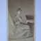 Fotografie pe carton 105x63mm doamnă la pianină,Franz Duschek-Bucuresci cca 1880