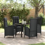 vidaXL Set Dining Grădină 5 Piese Negru Rattan Polimeric