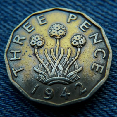 2n - 3 Three Pence 1942 Anglia Marea Britanie / George VI foto