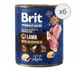 Hrana umeda pentru caini Brit Premium Sensitive, Lamb With Buckwheat, 6 x 800g