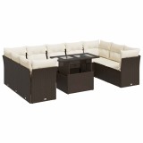 Cumpara ieftin Set canapele de gradina cu perne, 10 piese, maro, poliratan