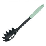 Lingură Servire Paste, Model 32cm, Culoare Antracit cu M&acirc;ner Verde Mentă, Material Plastic