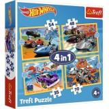 Puzzle 4-in-1 Hot Wheels. Vehicule, Trefl