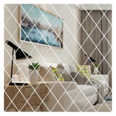 Set 58 Oglinzi Acrilice Decorative Autoadezive DAVIDAMI CONCEPT&reg; model Romb, dimensiune 100 cm x 100 cm