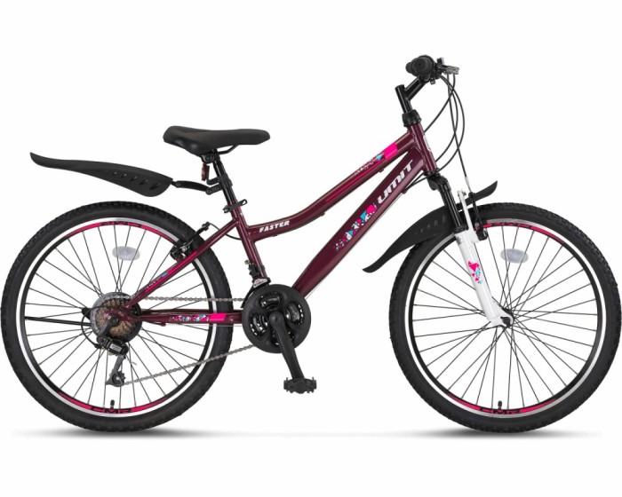 Bicicleta copii Umit Faster Lady, frana V-Brake, 21 viteze, culoare visiniu/mov,... Cod:52669000001