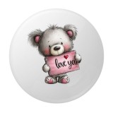 Cumpara ieftin Insigna rotunda ursulet cu mesaj Love You, 58 mm, model romantic cute cu prindere ac