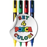 Set 4 Markere POSCA PC-3M , Varf Fin 0.9, 1.3 mm