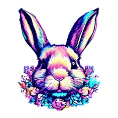 Sticker decorativ, Iepure, Multicolor, 75 cm, 10070ST foto