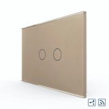 Cumpara ieftin Intrerupator touch dublu wireless Livolo din sticla, auriu, standard italian