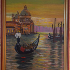 Tablou GONDOLE IN VENETIA , pictat in ulei , 50x40 cm