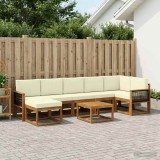 Cumpara ieftin Set de canapele de exterior 8 buc. 7-Locuri Natural si Crem