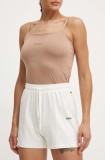 BOSS pantaloni scurți de lounge culoarea alb, neted, high waist