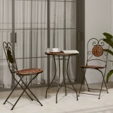 Set de bistro cu mozaic, cărămiziu, fier și ceramică