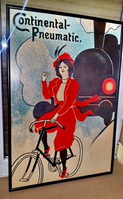 D469-I-CONTINENTAL PNEUMATIC-Doamna bicicleta reclama lito color carton rama. foto