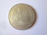 Cehoslovacia 10 Korun 1957 argint aUNC:250 ani Universitatea Tehnică Praga,diametrul=30 mm,greutate=12,10 grame.tiraj=75000 bucati,cel mai mic pret