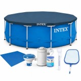 Piscina cu cadru metalic Intex 366x76 cm, 6500 litri, set complet