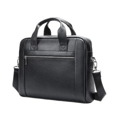 Geanta laptop 14&#039;, BUSY LDY&amp;GTM&reg; Baron, piele naturala, servieta unisex, de umar si de mana, neagra