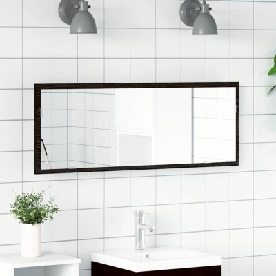 vidaXL Oglindă de baie cu LED Pe perete Stejar negru 100 x 8.5 x 37 cm foto