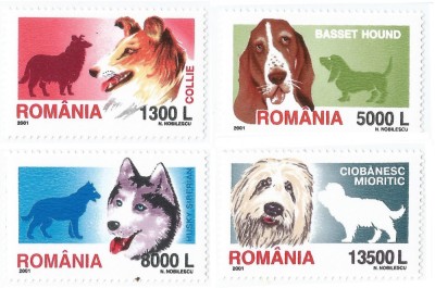 Romania, LP 1551/2001, Rase de caini, MNH foto