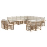 vidaXL Set de canapele de exterior cu pernă 13 pcs Alb Natural și Crem 3437810