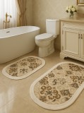 Set Covorase de Baie 2 Piese , Model Clasic Elegant, Franjuri Albe