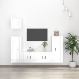 vidaXL Set dulap TV, 5 piese, alb extralucios, lemn prelucrat
