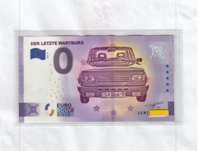 !!! 0 EURO SOUVENIR - GERMANIA , ULTIMUL WARTBURG - 2020.11 - UNC foto